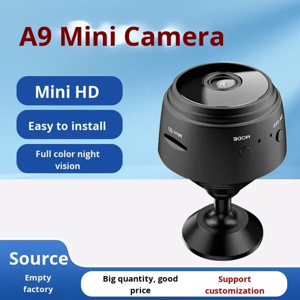 Microcamera portatile A9 - HD 1080p, telecomando Wi-Fi e visione notturna a infrarossi