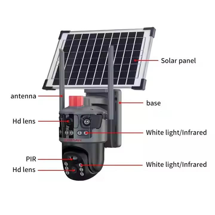 V380pro AI PTZ Camera - Solar Powered, 4G/WiFi & Triple CMOS for 360° Security