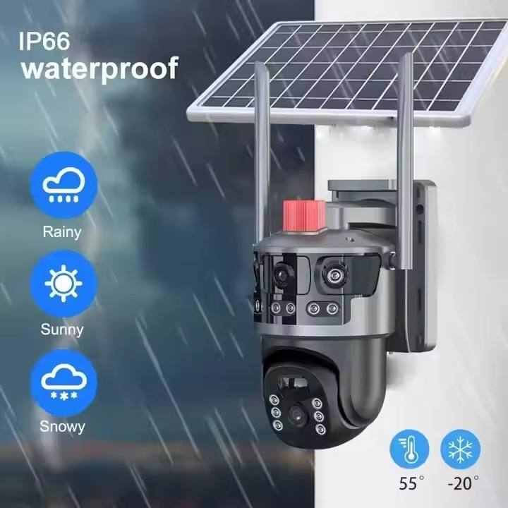 V380pro AI PTZ Camera - Solar Powered, 4G/WiFi & Triple CMOS for 360° Security