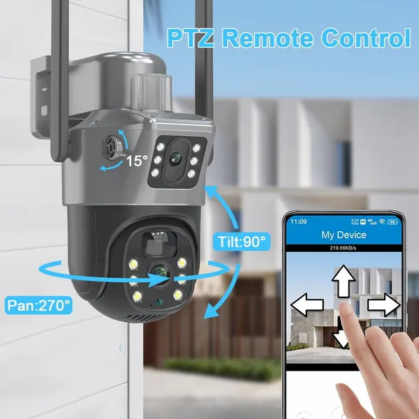 Вулична двооб'єктивна камера v380pro - сонячне живлення, Wi-Fi/4G PTZ та водонепроникність IP66