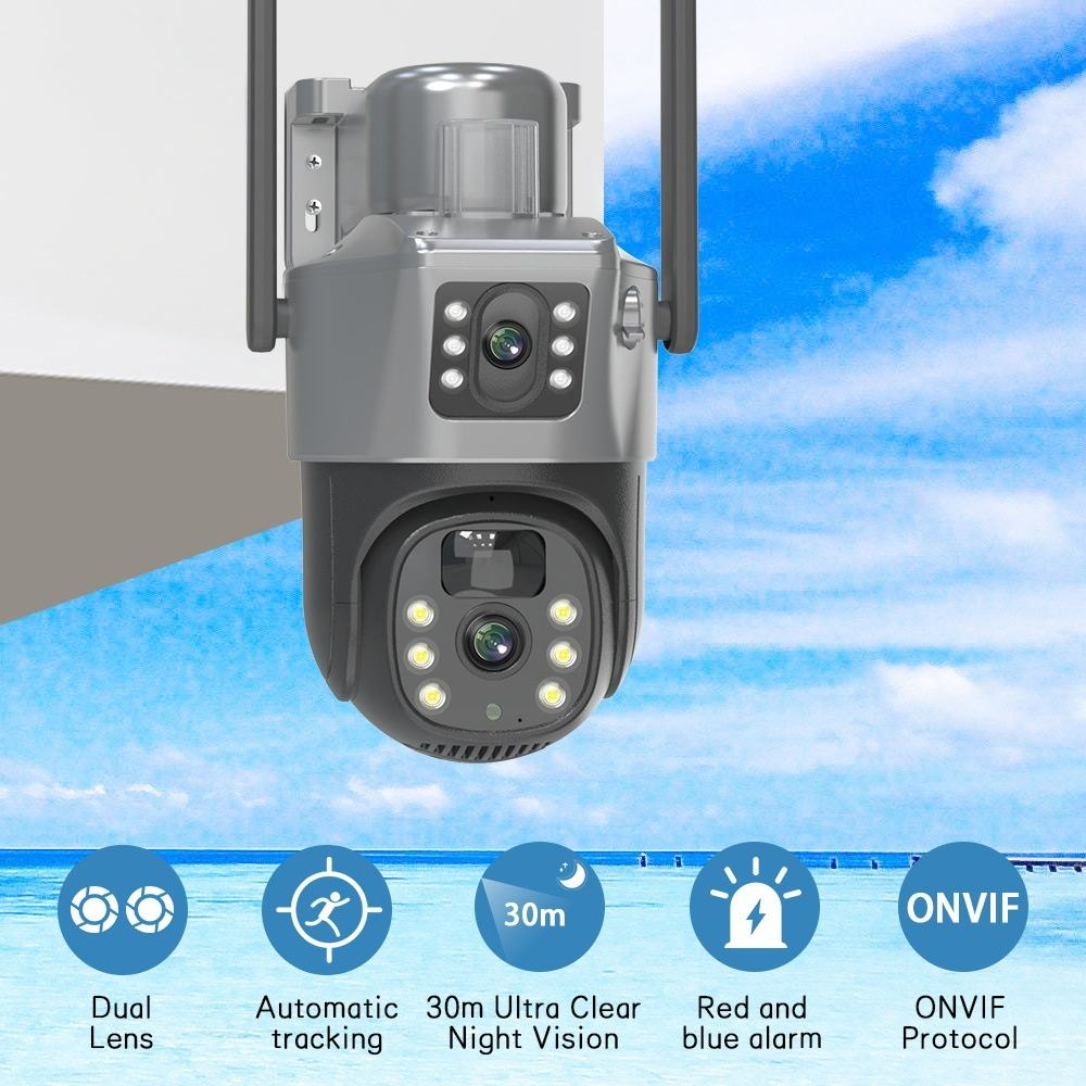 V380Pro Outdoor Dual-Lens Camera - Solar Powered, WiFi/4G PTZ & IP66 Waterproof