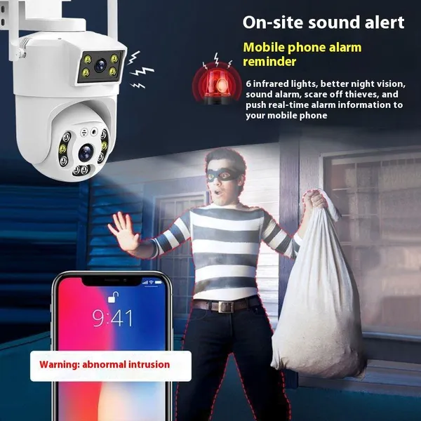 Розумна бінокулярна камера v380pro - панорамний огляд на 360°, 2-мегапіксельна HD-камера та захист від атмосферних впливів на вулиці