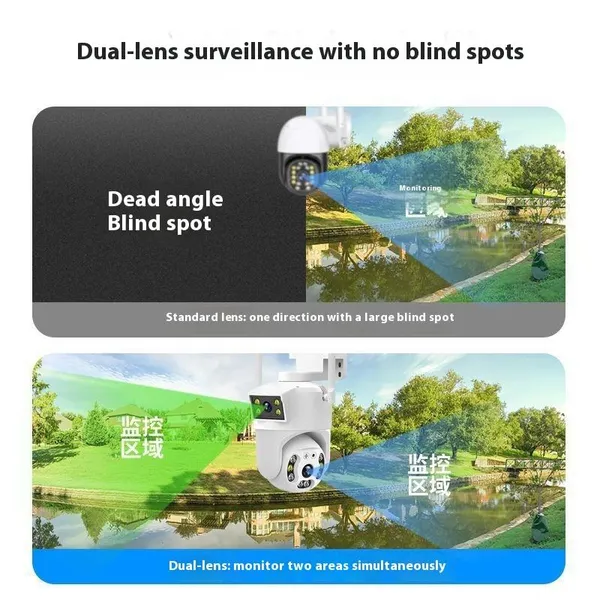 Розумна бінокулярна камера v380pro - панорамний огляд на 360°, 2-мегапіксельна HD-камера та захист від атмосферних впливів на вулиці