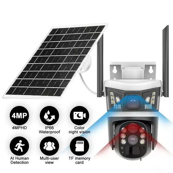 380pro solar 4-мегапіксельна HD-камера - потрійний об'єктив, 10-кратний зум та розумне нічне бачення 360°