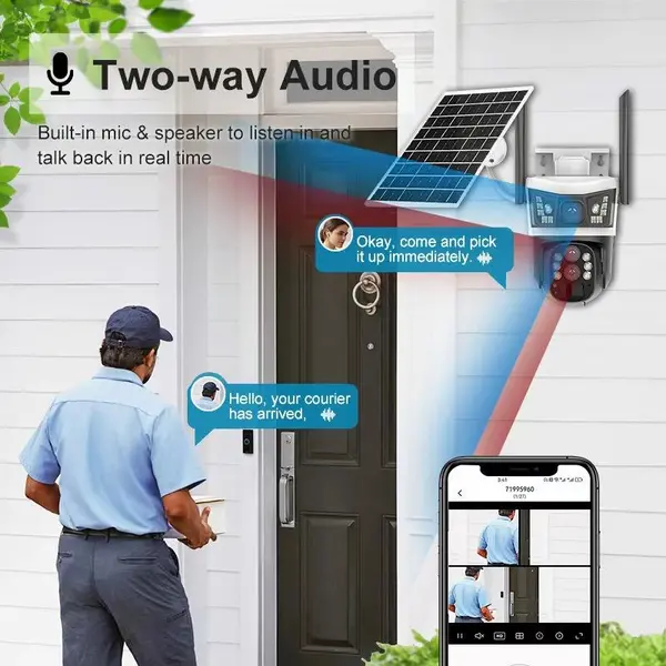 380pro solar 4-мегапіксельна HD-камера - потрійний об'єктив, 10-кратний зум та розумне нічне бачення 360°