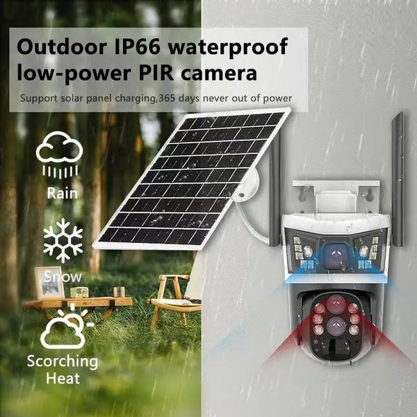 380pro solar 4-мегапіксельна HD-камера - потрійний об'єктив, 10-кратний зум та розумне нічне бачення 360°