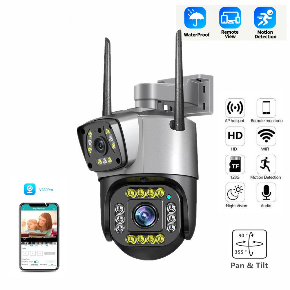 V380Pro 8MP Dual-Lens AI Camera - 4G/WiFi, 360° Tracking & Waterproof Outdoor Security