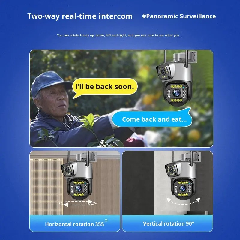 v380pro 8-мегапіксельна двооб'єктивна камера зі штучним інтелектом - 4g/Wi-Fi, відстеження 360° та водонепроникна безпека на вулиці