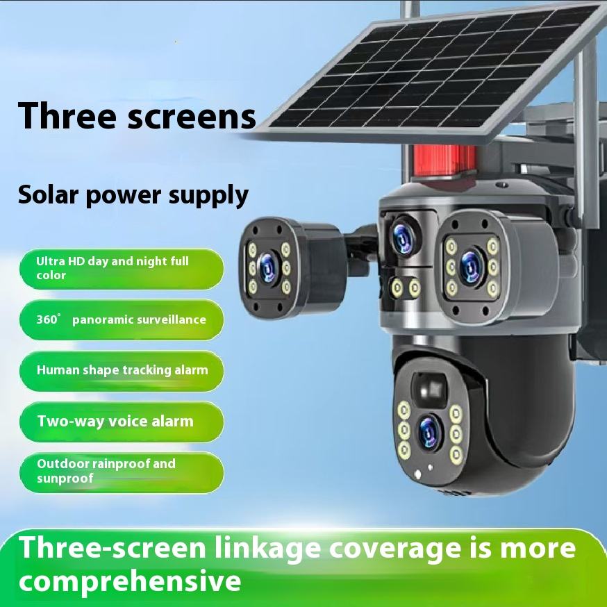 V380 Solar Security Camera - 360° HD, AI Tracking & Full Color Night Vision