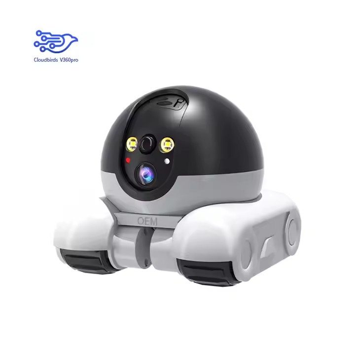 Cute Indoor Robot Camera - V360pro Dual Lens, Wide Angle, 4GCMOS & Mobile Monitoring