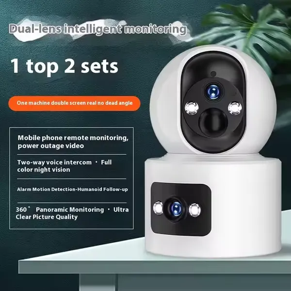 מצלמת IP חכמה icam365 3mp – עדשה כפולה עם סיבוב והטיה, ראיית לילה וניטור שמע דו-כיווני,