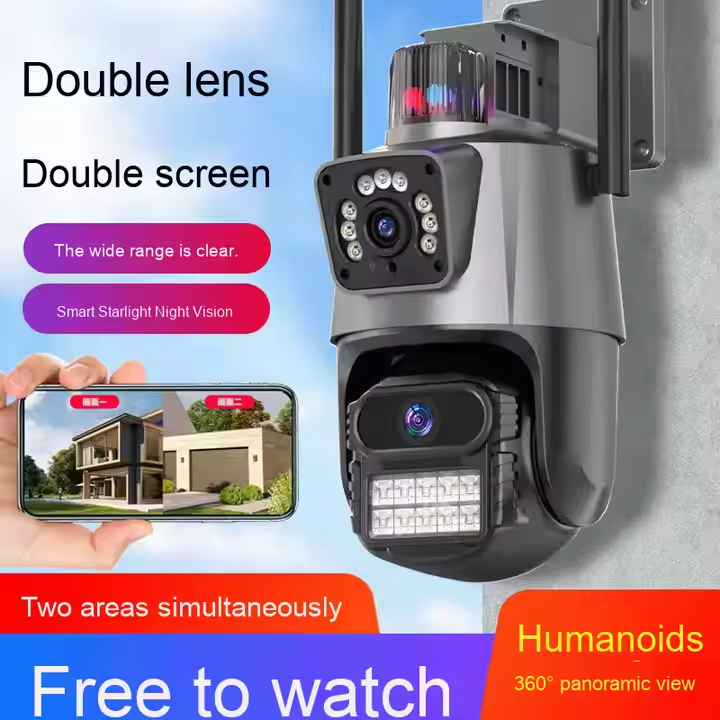 Уличная PTZ-камера 4G/Wi-Fi – v360pro 6 Мп с двумя объективами, ночным видением и сиреной