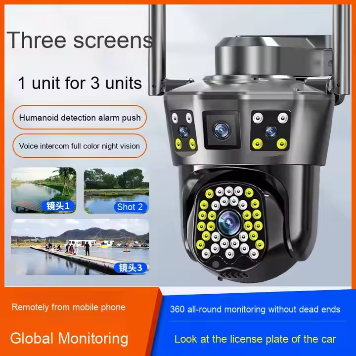 מצלמת 3 מגה פיקסל משולשת עדשות במחיר מפעל - מעקב AI, שמע דו כיווני ועמידה למים