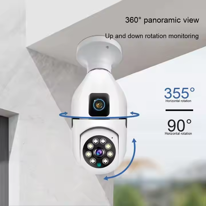V360pro Mini Bulb Camera - WiFi E27 Security Cam with Color Night Vision & Auto Tracking