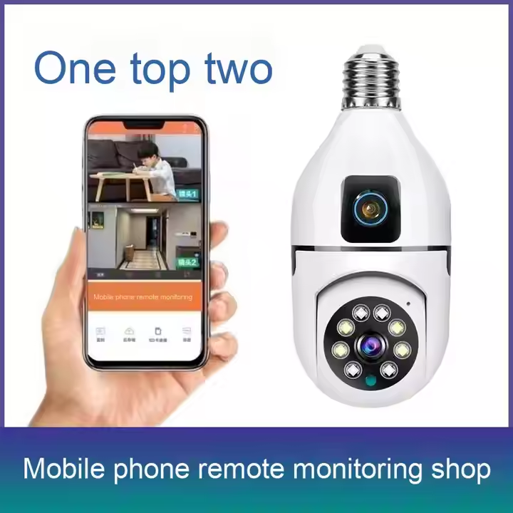 Миниатюрная камера безопасности V360Pro с Wi-Fi E27, цветным ночным видением и автоматическим слежением