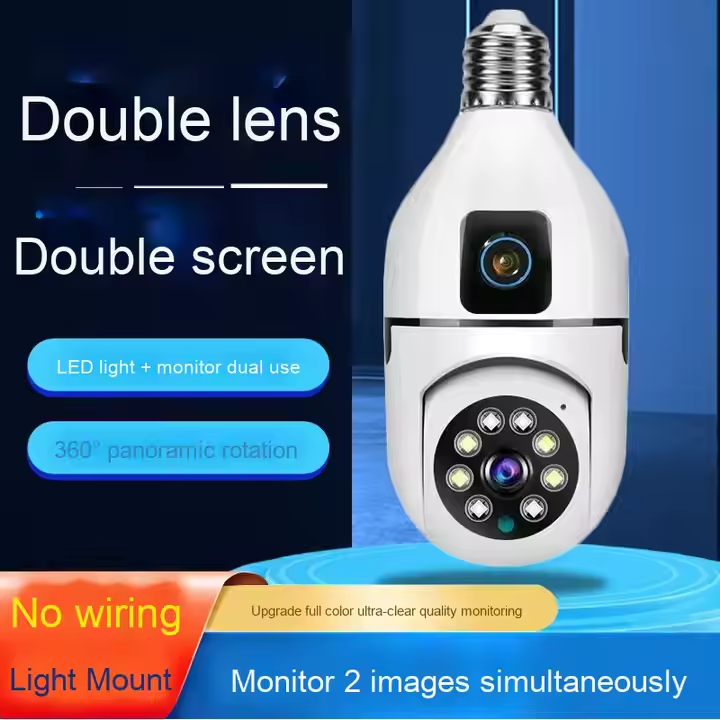 Миниатюрная камера безопасности V360Pro с Wi-Fi E27, цветным ночным видением и автоматическим слежением