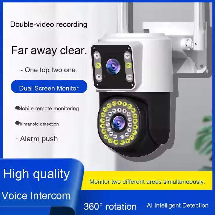 Мини-камера видеонаблюдения 4G — 3 Мп 4K, водонепроницаемая, с двумя объективами и 10-кратным зумом для удаленного мониторинга