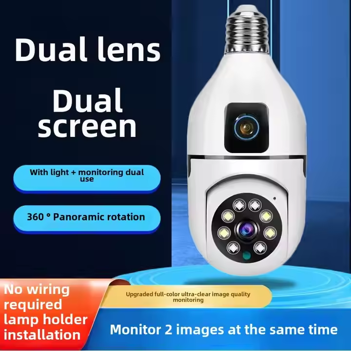 Камера cloudbirds v360pro з лампою E27 - міні-бінокулярна PTZ-камера, подвійний екран та бездротовий доступ до хмари