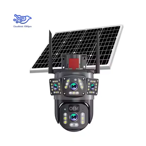 Камера Cloudbirds V360Pro 1080p с солнечной батареей — тройной экран, автосигнализация и водонепроницаемая система безопасности для улицы