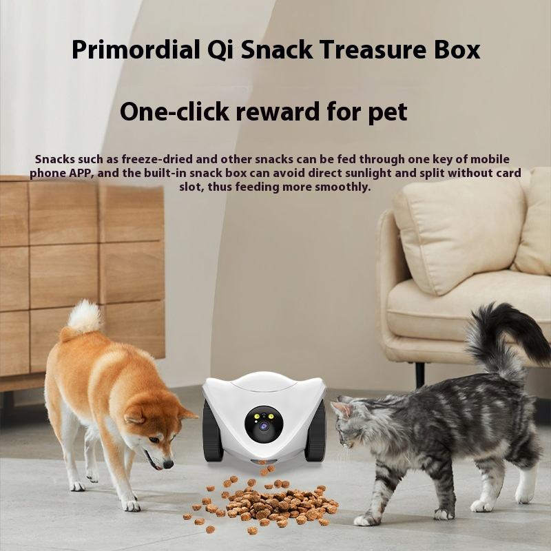 AIトラッキング機能搭載スマートペットカメラ - 2MP HD、双方向音声、フードフィーダー、プレイ機能