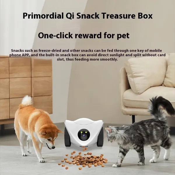 AIトラッキング機能搭載スマートペットカメラ - 2MP HD、双方向音声、フードフィーダー、プレイ機能