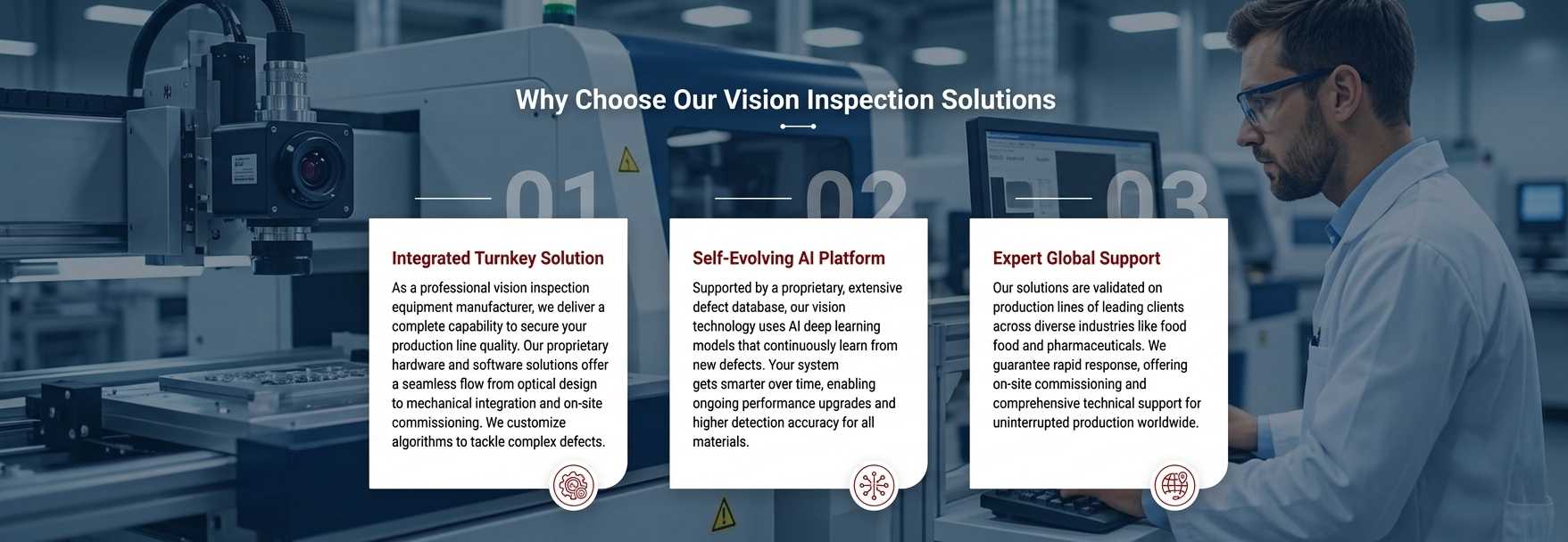 Customizable, one-stop visual inspect solutions