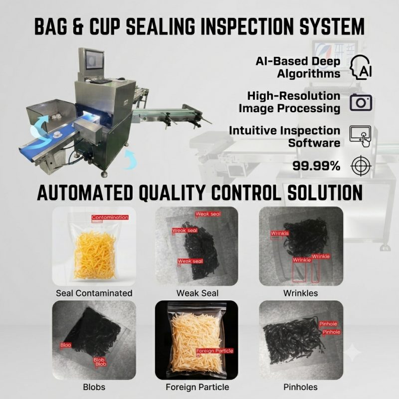 Pouch & Cup Sealing Vision Inspection System | Packaging Defect Detection