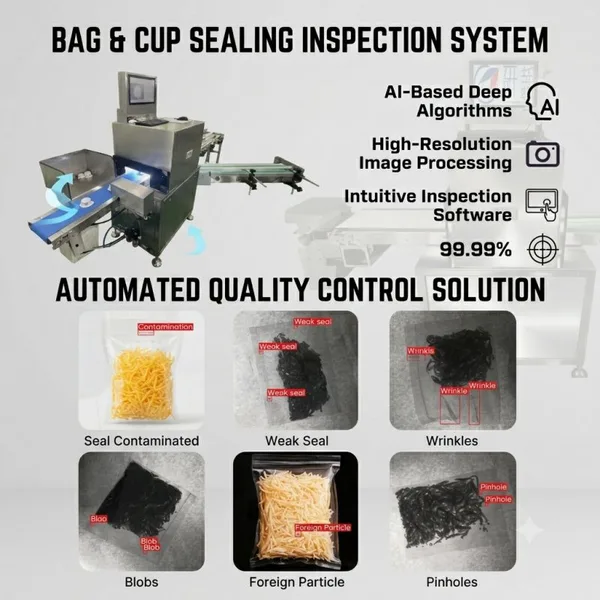 Pouch & Cup Sealing Vision Inspection System | Packaging Defect Detection