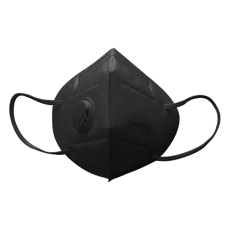 Black Disposable Cubrebocas Valve KN95 5 ply layer Respirator Facemask