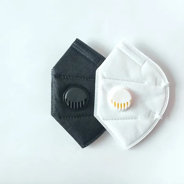 Black Disposable Cubrebocas Valve KN95 5 ply layer Respirator Facemask