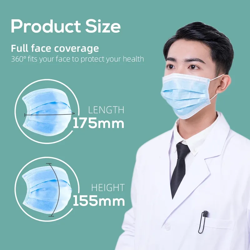 3-Layers Ply Face Mask Antivirus Mouth Cover Disposable Medical Mask