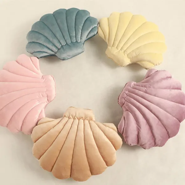 Skin Friendly Dutch Velvet Sea Shell Shape Pillow Cushion for Sofa 