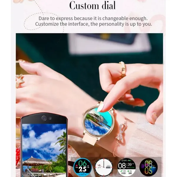 Ladies Watches 1.09 Inch  Smartwatch DIY Dials Lightweight Watch MK20