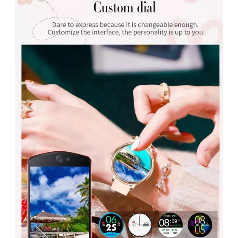 Ladies Watches 1.09 Inch  Smartwatch DIY Dials Lightweight Watch MK20