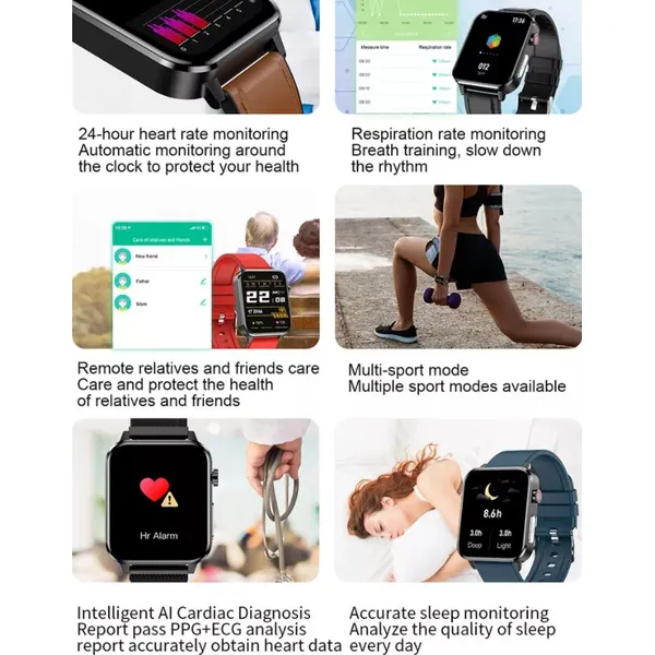 E86 Ip68 Waterproof Smart Watch Bracelet Fitness Tracker Body Temperature Ecg Heart Rate Watch Sdk Api Free