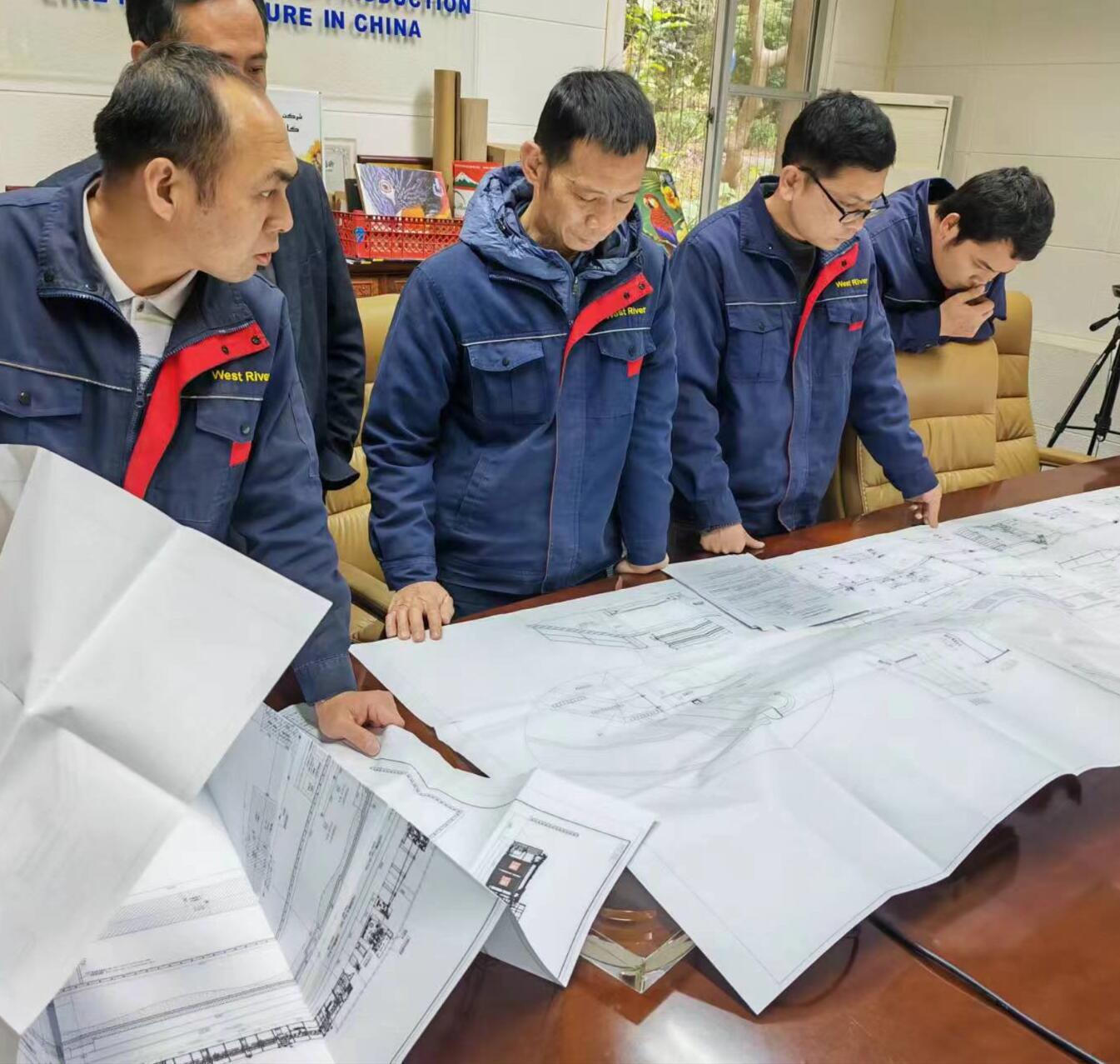 WEST RIVER team prepare installing new 2500mm 5ply corrugated machine in North Africa