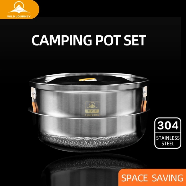 Wild Journey Pot Set,Camping Cook,Folding Storage,Save Space
