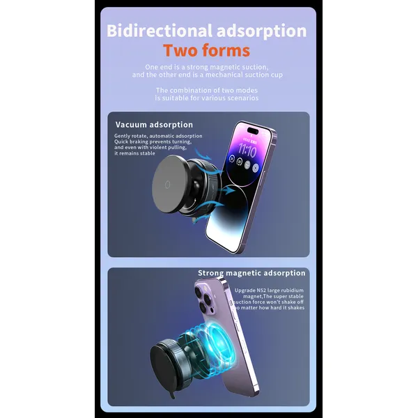 Upgraded 360° Adjustable Vacuum Magnetic Suction Cup Phone Mount