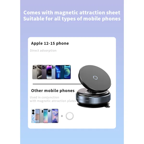 Upgraded 360° Adjustable Vacuum Magnetic Suction Cup Phone Mount