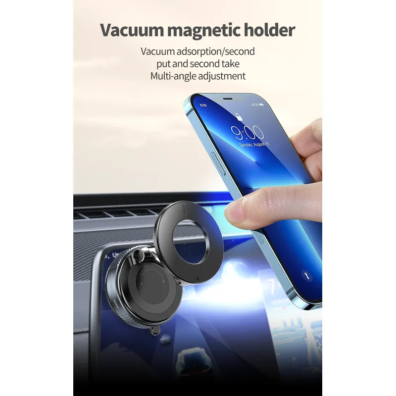 Vacuum Magnetic Phone Holder Suction Phone Mount,Magnetic Suction Cup Car Phone Mount,Double-Sided Magnetic Cell Phone Holder for All Smooth Surface 