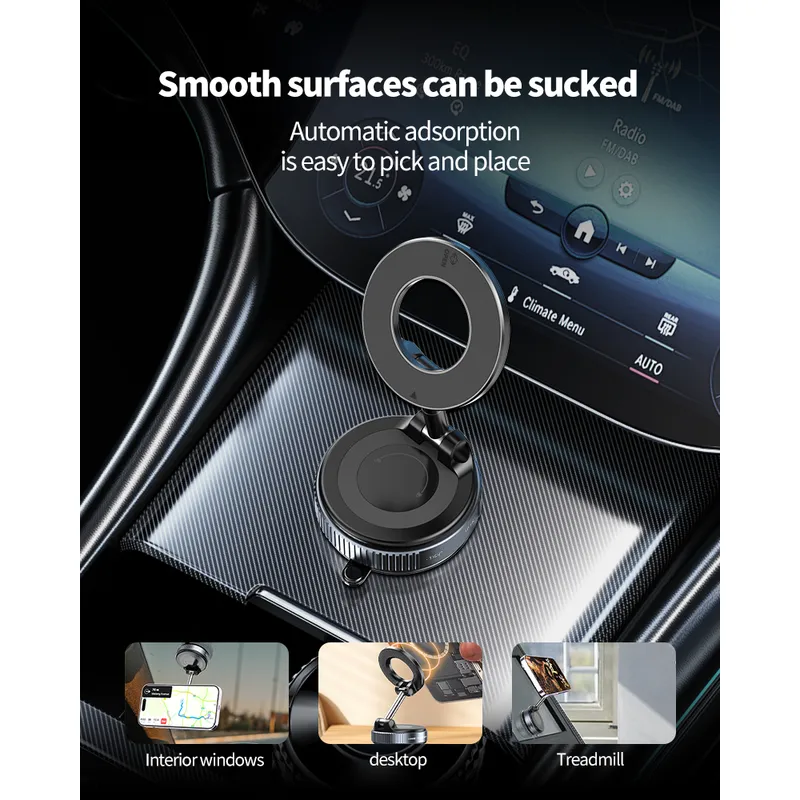 Vacuum Magnetic Phone Holder Suction Phone Mount,Magnetic Suction Cup Car Phone Mount,Double-Sided Magnetic Cell Phone Holder for All Smooth Surface 
