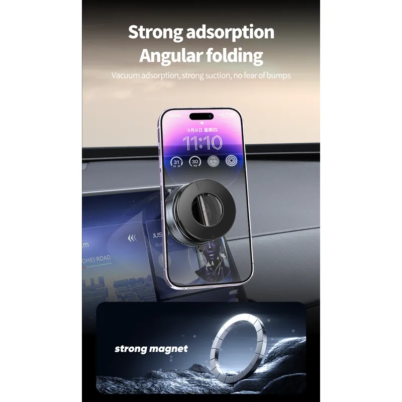 Vacuum Magnetic Phone Holder Suction Phone Mount,Magnetic Suction Cup Car Phone Mount,Double-Sided Magnetic Cell Phone Holder for All Smooth Surface 