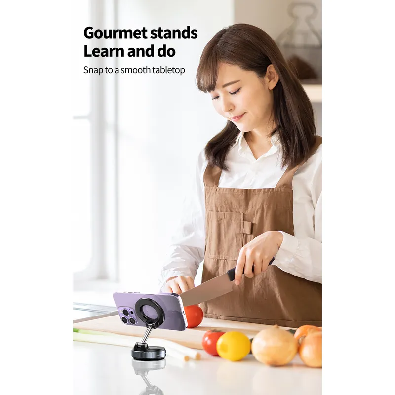 Vacuum Magnetic Phone Holder Suction Phone Mount,Magnetic Suction Cup Car Phone Mount,Double-Sided Magnetic Cell Phone Holder for All Smooth Surface 