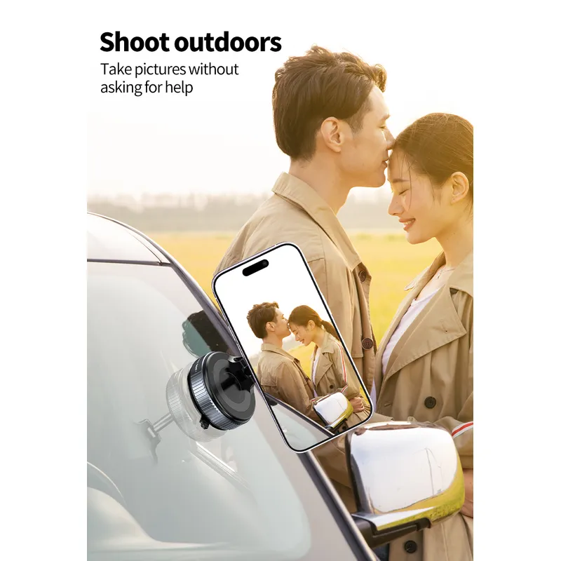 Vacuum Magnetic Phone Holder Suction Phone Mount,Magnetic Suction Cup Car Phone Mount,Double-Sided Magnetic Cell Phone Holder for All Smooth Surface 