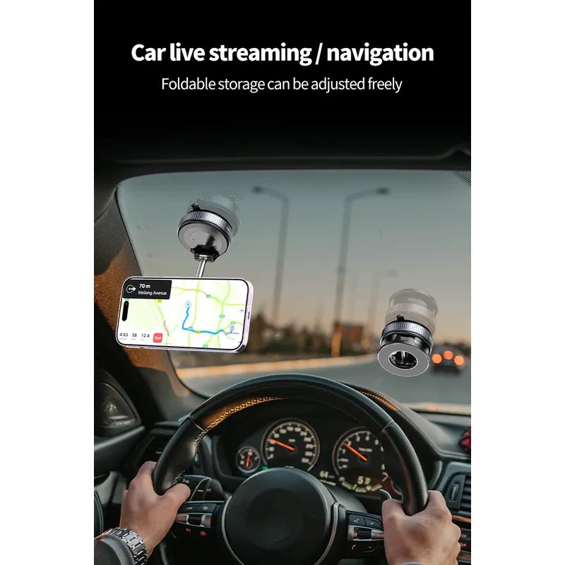 Vacuum Magnetic Phone Holder Suction Phone Mount,Magnetic Suction Cup Car Phone Mount,Double-Sided Magnetic Cell Phone Holder for All Smooth Surface 