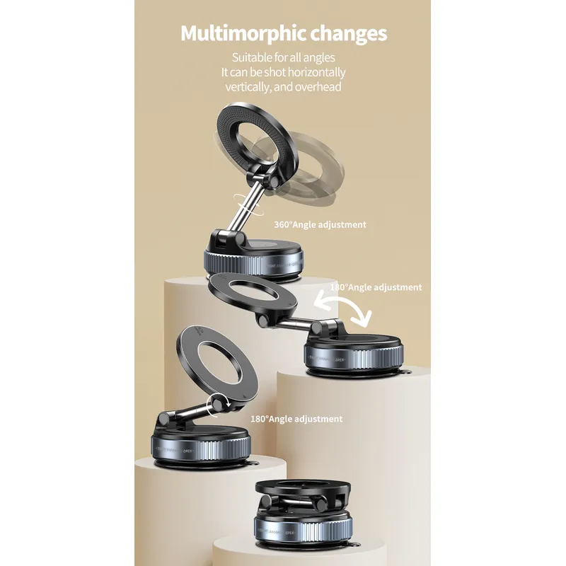 Vacuum Magnetic Phone Holder Suction Phone Mount,Magnetic Suction Cup Car Phone Mount,Double-Sided Magnetic Cell Phone Holder for All Smooth Surface 