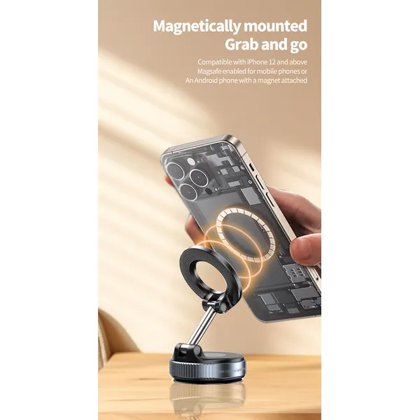 Soporte magnético para teléfono con ventosa al vacío, soporte magnético para teléfono con ventosa para automóvil, soporte magnético para teléfono celular de doble cara para todas las superficies lisas