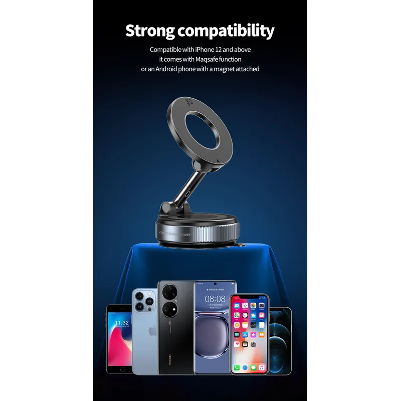 Vacuum Magnetic Phone Holder Suction Phone Mount,Magnetic Suction Cup Car Phone Mount,Double-Sided Magnetic Cell Phone Holder for All Smooth Surface 