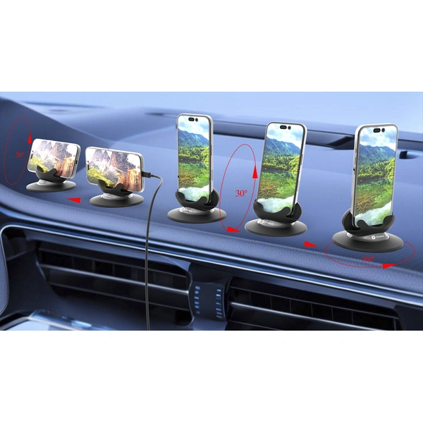 Soporte para teléfono para automóvil, soporte para teléfono celular para tablero de instrumentos del automóvil, soporte para teléfono para automóvil giratorio de 360 ° con silicona antideslizante, compatible con