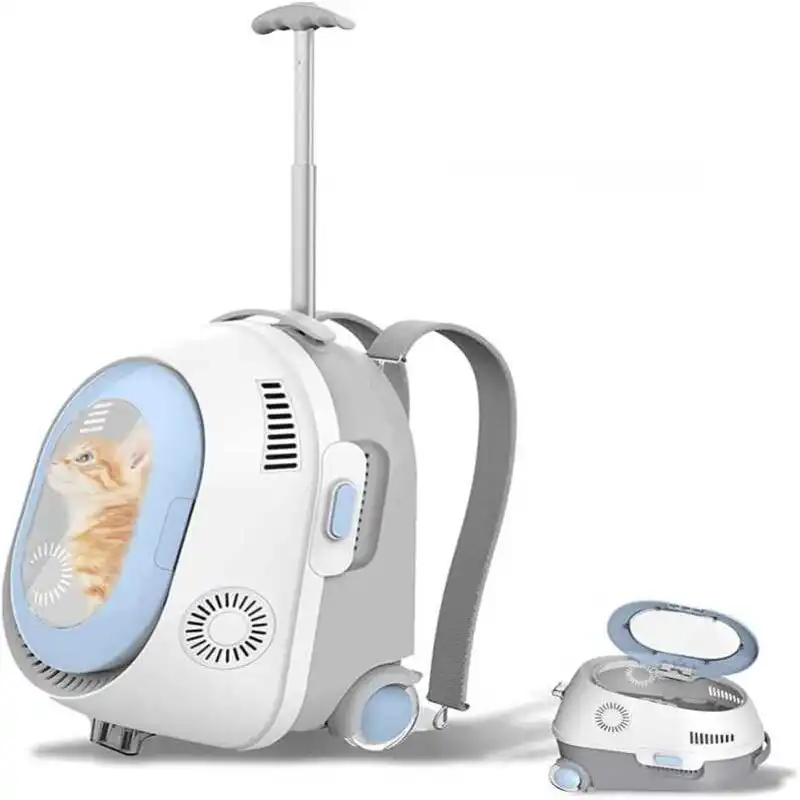 Cat Carrier Backpack with Wheels Puppy Pet Rolling Backpack Carrier